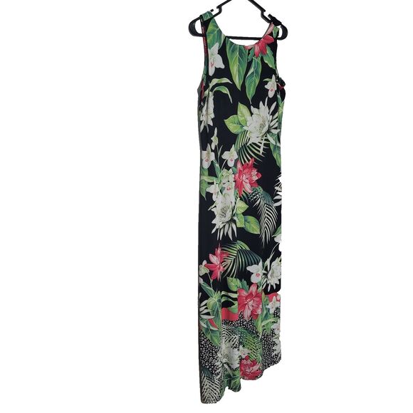 Tommy Bahama Maxi Dress Womens Small Black Tropical Sleeveless Grande Grove - Picture 2 of 7